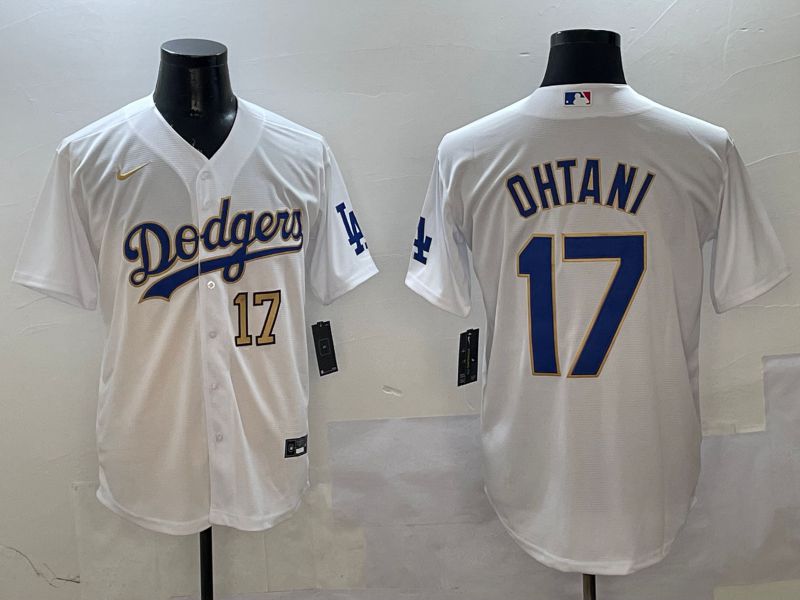 Men Los Angeles Dodgers 17 Ohtani White Blue Game 2025 Nike MLB Jersey style 4028